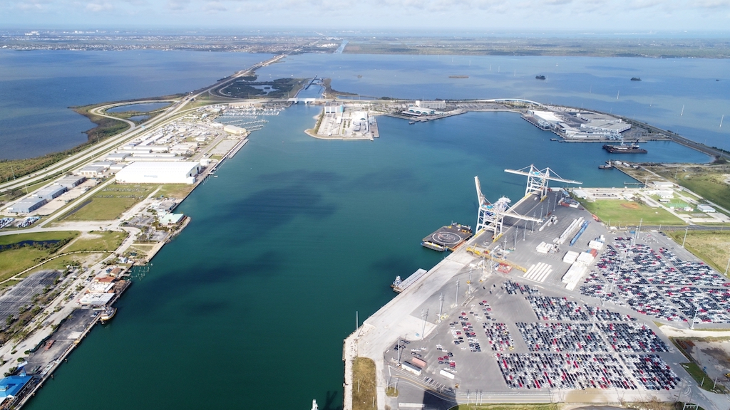 Deepening of Port Canaveral’s West Turning Basin facilitates access for deeper-draft containerships calling the box terminal operated by GT USA.