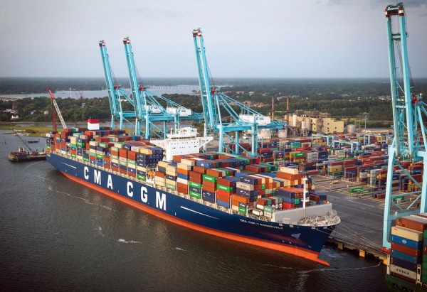 With its August call at Virginia International Gateway terminal, CMA CGM’s 14,400-TEU-capacity Theodore Roosevelt is the largest containership to be worked at a US East Coast port.